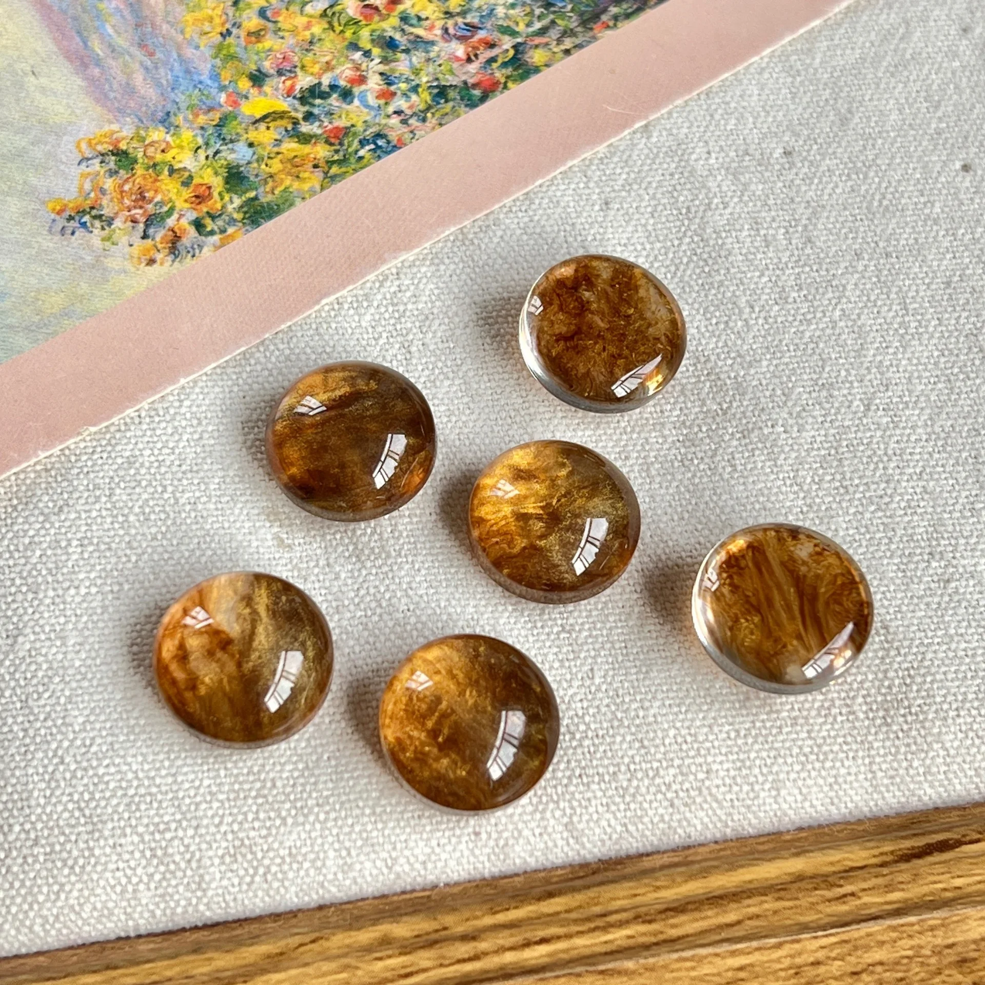 20pcs Vintage Round Flat Back Resin Cabochons Acrylic Patch for Diy Phone Case Hair Clip Earrings Jewelry Findings Decorations
