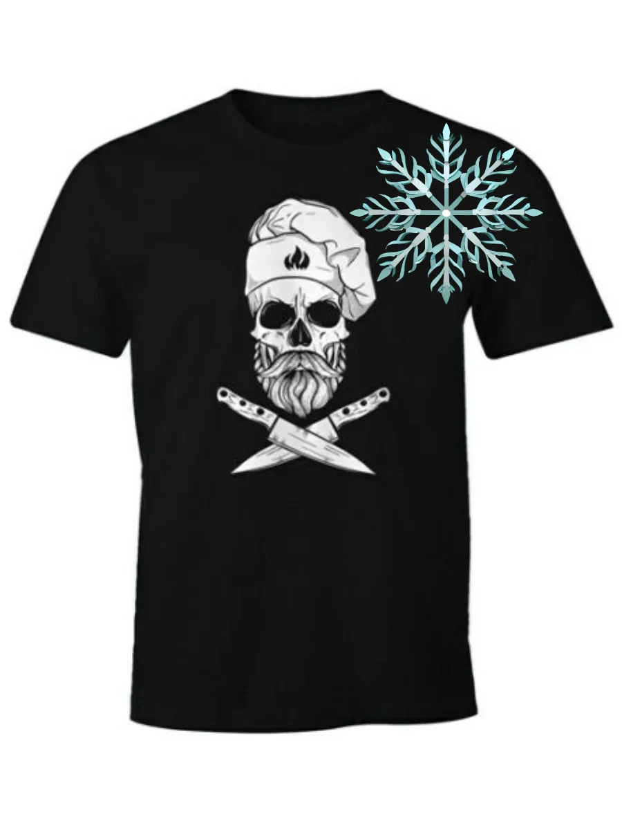 

Grilling Cooking Skull Knife Hipster Skull Chef Grill T-Shirt Men's Summer Cotton O-Neck Short Sleeve T Shirt New Size S-3XL