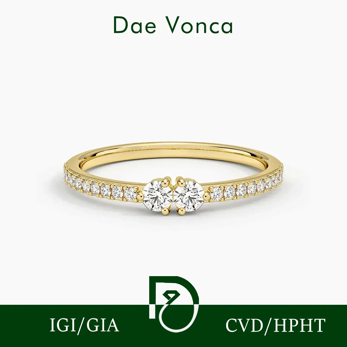 9K/14K/18K Yellow Gold Pavé Diamond Ring Round Cut Lab Grown Diamonds DE Color VS+ Clarity Valentine's Gift For Girlfriend