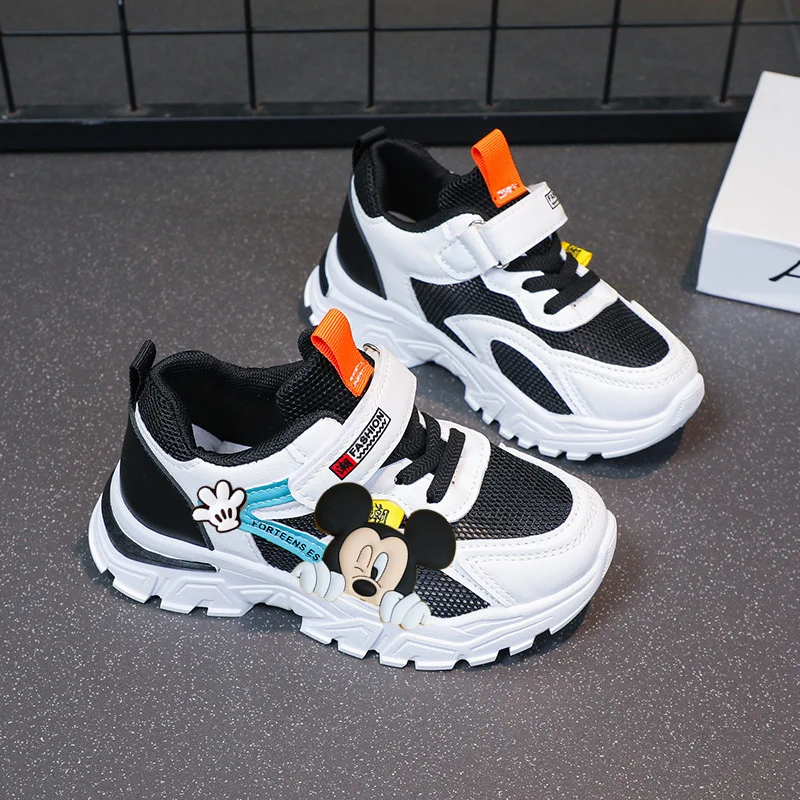 

Кроссовки с Микки Маусом, мини-кроссовки Disney, весенне-осенняя повседневная обувь, детская спортивная обувь с дышащей сеткой, женская спортивная обувь на весну и лето