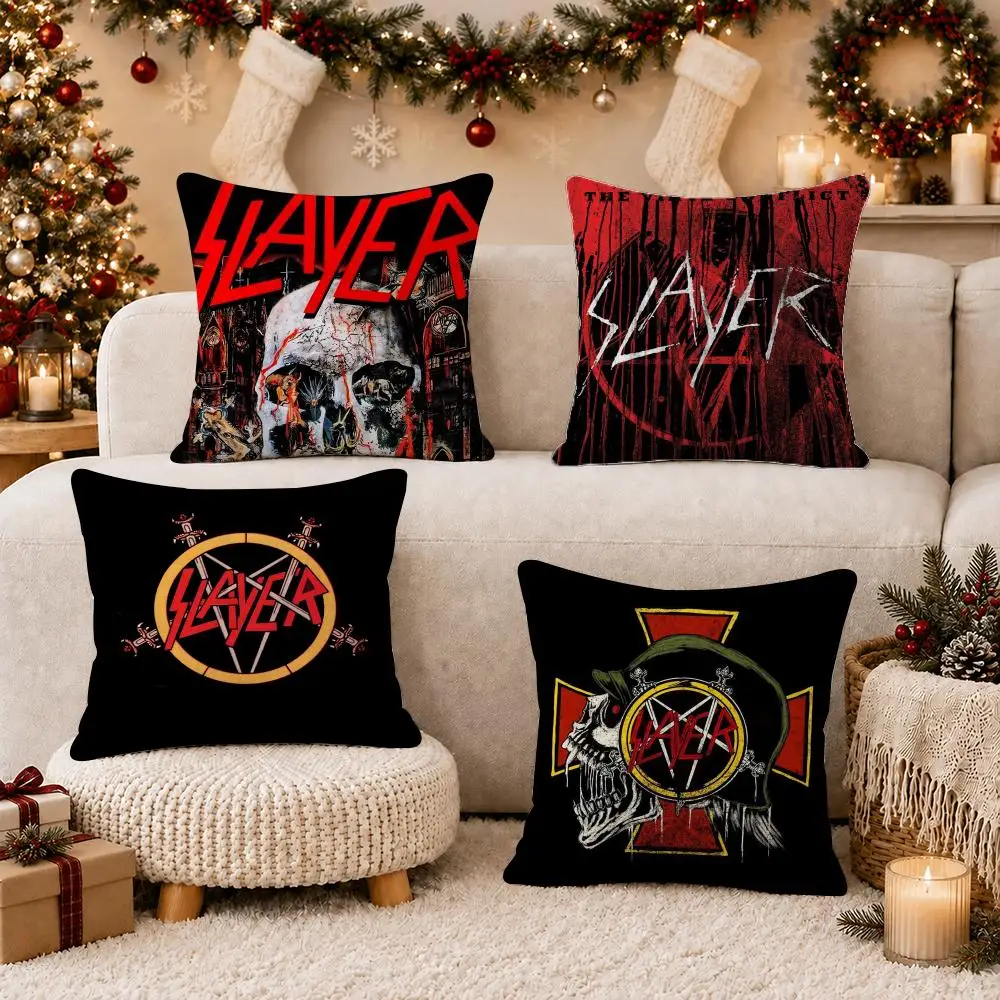 Classic Band S-Slayer Cushion Cover Soft Short Plush Pillow Case Cushion Cover for Living Room Sofa Decor