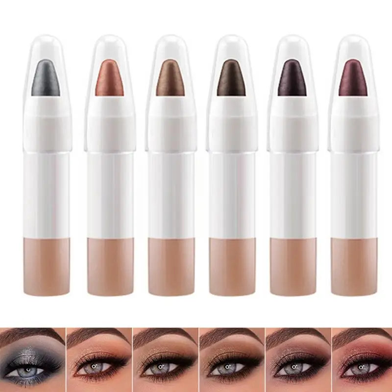 6-Farben-Lidschattenstift, schimmernder Glitzer-Lidschattenstift, Textmarker, aufhellender Stift, Glitzer-Seidenraupen-Liner-Stift, Textmarker
