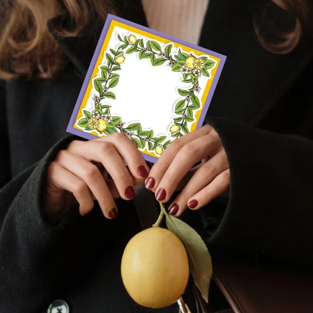 1PC Lemon Garland Clear Stamps for DIY Scrapbooking Lemon Branches Border Silicone Stamp Seals Transparent Stamp for Cards