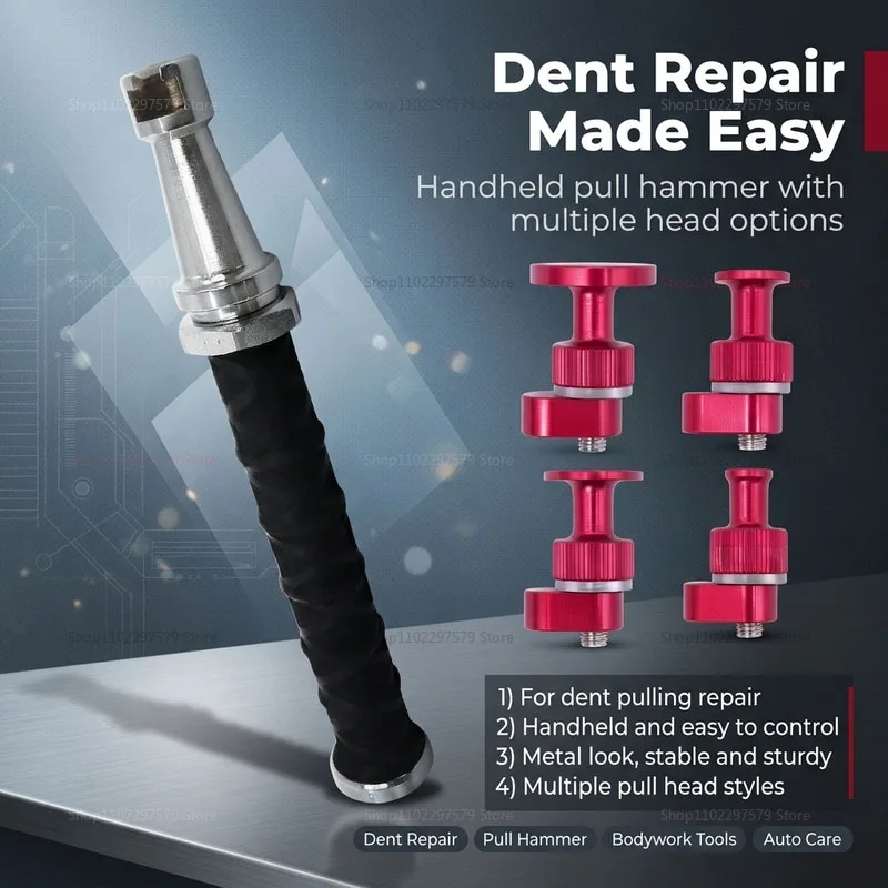 Car Body Dent Repair Hammer Set Paint-Free Puller Hail Pit Repair Tool Built-In Spring Telescopic Hammer For Easy Portability.