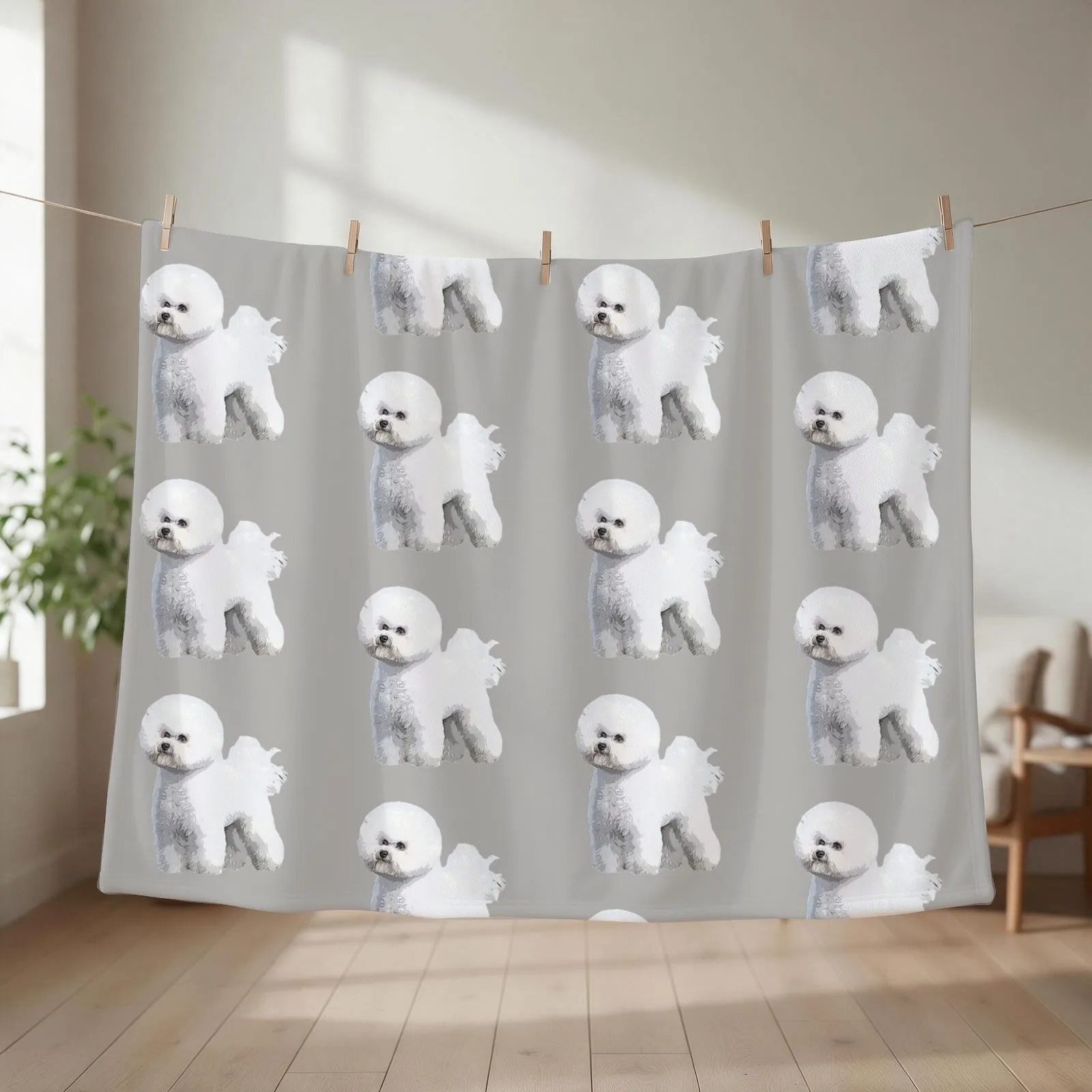 Bichon Frise Standing Beauty Throw Blanket couch cozy soft plush fuzzy picnic outdoor blanket