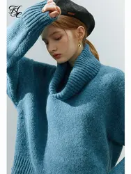 FSLE Detachable Scarf Gentle Pullover Sweater Women 2022 Winter New Design Niche loose Cozy Style Round Collar Female Sweaters