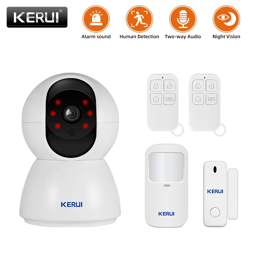 KERUI Wireless WIFI IOT Camera Alarm System CCTV Surveillance 3MP Home Security Camera Alarm Burglar Door Sensor Detector