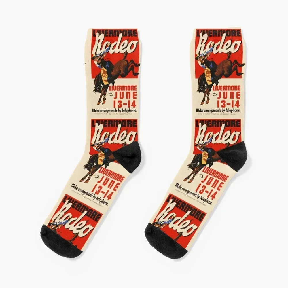

Livermore Rodeo USA Vintage Poster 1933 Socks kawaii cotton FASHION Soccer Boy Child Socks Women's