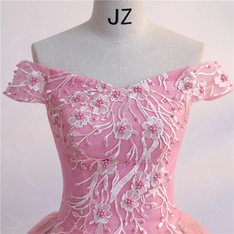 Nieuwe Roze Vestidos Classic Sequin Quinceanera Jurken Elegant Uit De Schouder Baljurk Glanzend Party Dress Luxe Formele Gown