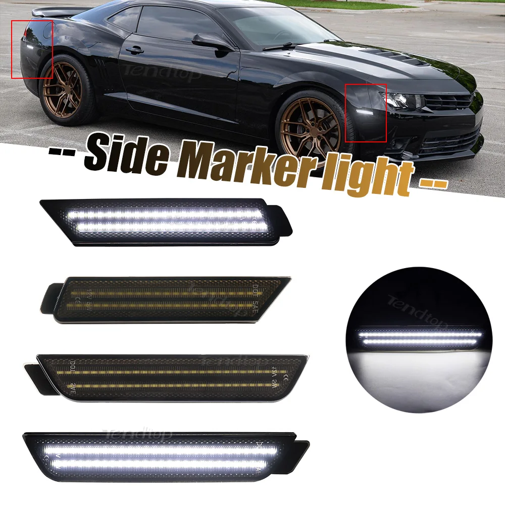 4pcs LED Front Rear Side Marker Bumper Light Flashing  Mirror Turn Signal Lamp Indicator For Chevrolet Camaro 2010-2015