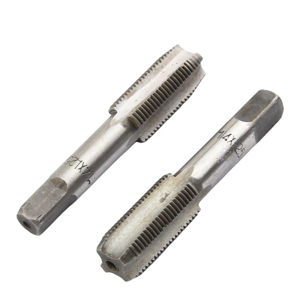 2Pcs HSS 14mm X 1.25 Metric Taper & Plug Tap Right Hand Thread M14 X 1.25mm Pitch High Speed Steel M14 Threads 80mm Taps