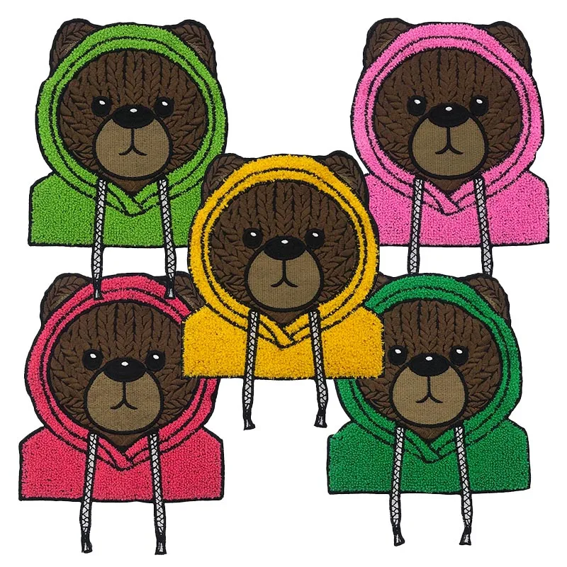 Embroidery Cartoon Badges,chenille Animal Patch,bear Appliques Bears Patches for Clothing DIY Accessory WF22911