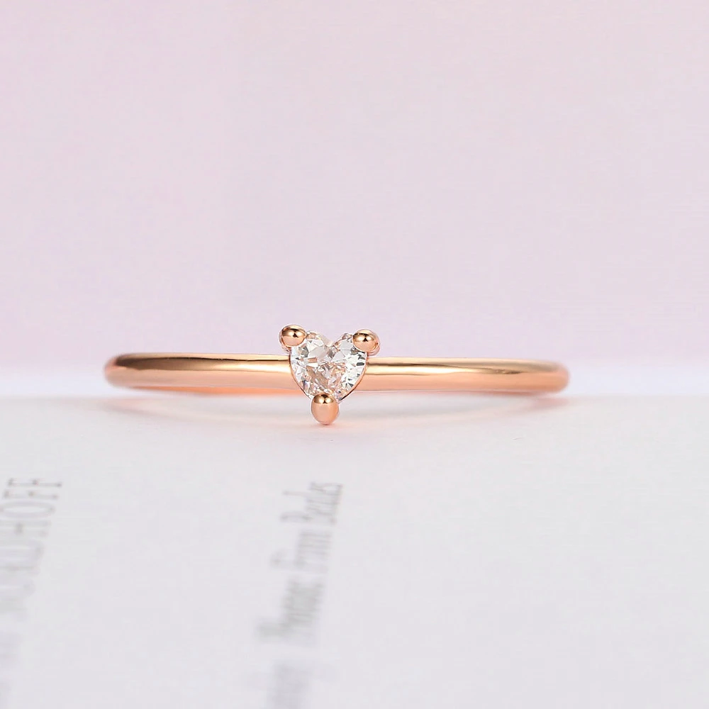 ZHOUYANG Dainty Rings For Women Minimalist Sweet Heart Zircon Gold Color Thin Ring Proposal Party Gift Fashion Jewelry KBR014