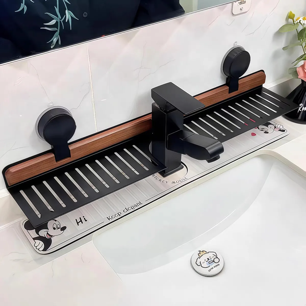 #￥Double Tier Wall Mounted Eco-Friendly Metal Bathroom Storage Rack Suction Cup No-Drill Installation Modern Design for Front