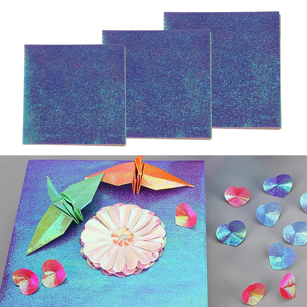 50 Pieces Glitter Handmade Origami Papers Shiny Decorative Craft Papers DIY Cardstock Party Supplies