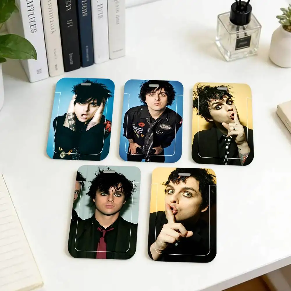 1pc B-billie Joe A-armstrong ID Card Sleeve School Card Access ID Card Bus Meal Card Protective Sleeve Easy Push