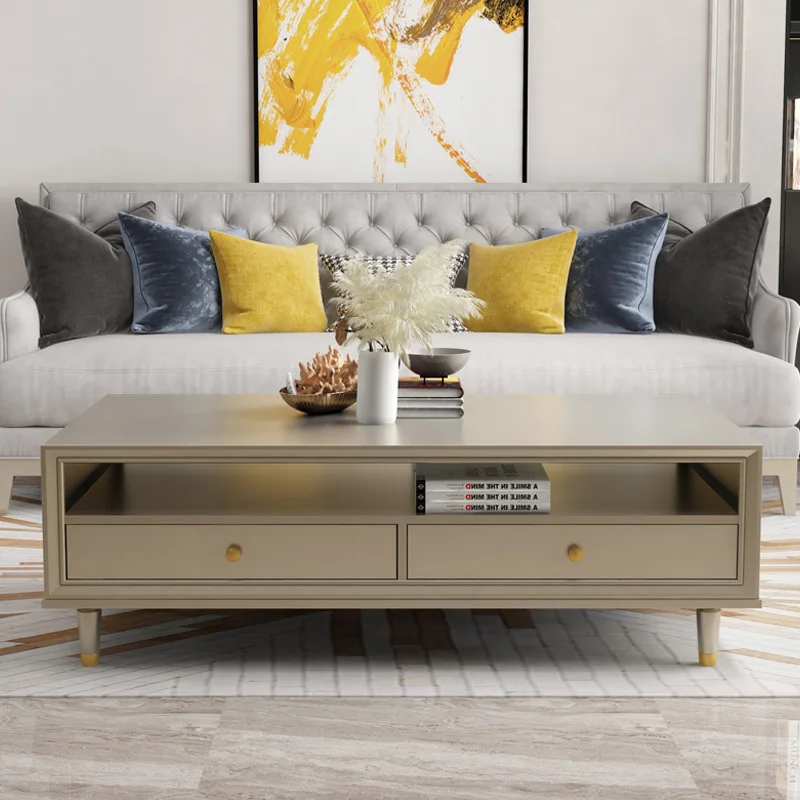 

American light luxury solid wood coffee table modern small apartment living room household tea table simple square tea table sto