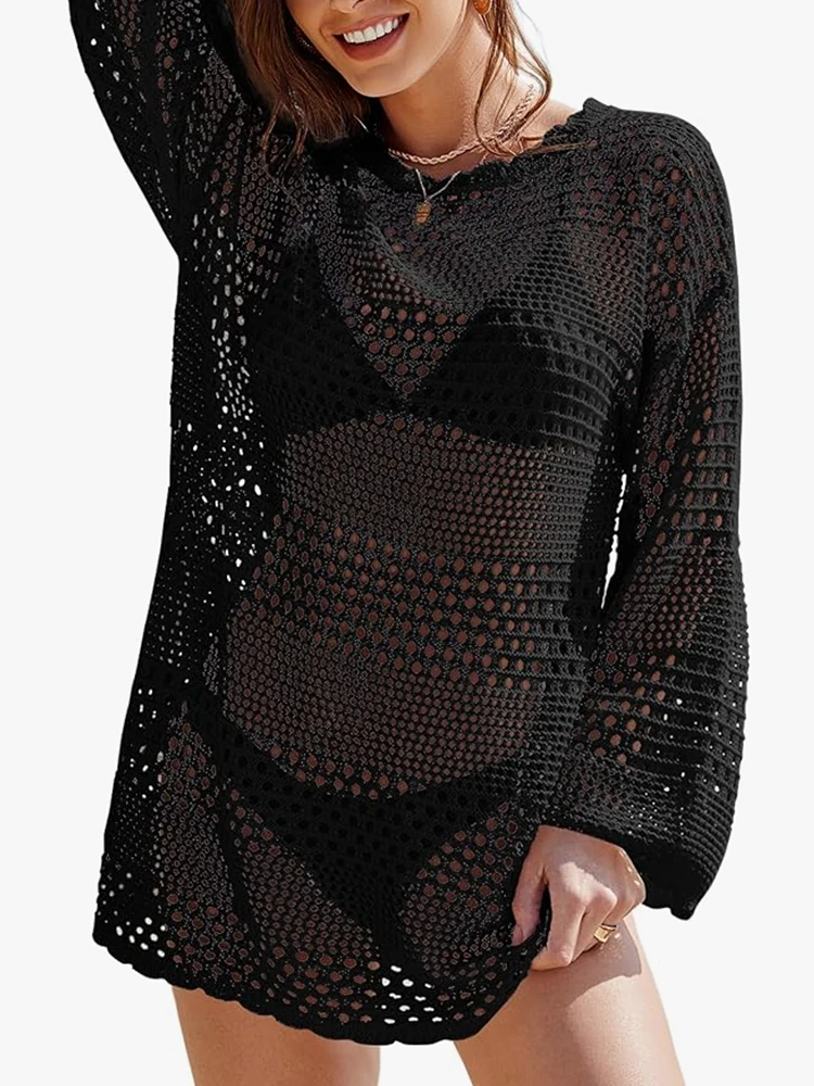 Gestrickter Badeanzug für Damen, Überwurfkleid, Strandurlaub, Kreuzfahrt-Kleidung, Urlaubsset, lässig, elegant, modisch