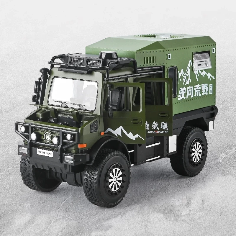 

1:20 Unimog RV ORV Off-road Alloy Car Diecast Model Toy Metal Vehicle Sound And Light Car Simulation Collection Gifts Toys Boys