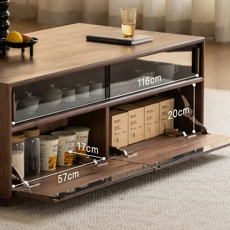 DSA North American black walnut all-solid wood coffee table Nordic simple living room household square storage tea table small