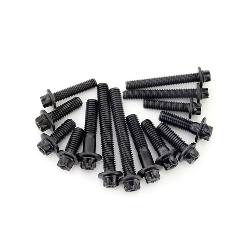 Grade 12.9 Hexagon Bolt External Torx Head Flange Screws M5 M6 Black Profile Flange Head Bolt 20Pcs