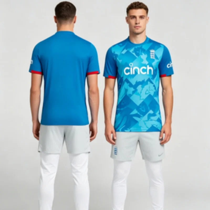 2026 England Cricket Kurzarm-Trikot Limitierte Auflage Atmungsaktives Schnelltrocknendes Sport-Trainings-T-Shirt für Herren und Damen