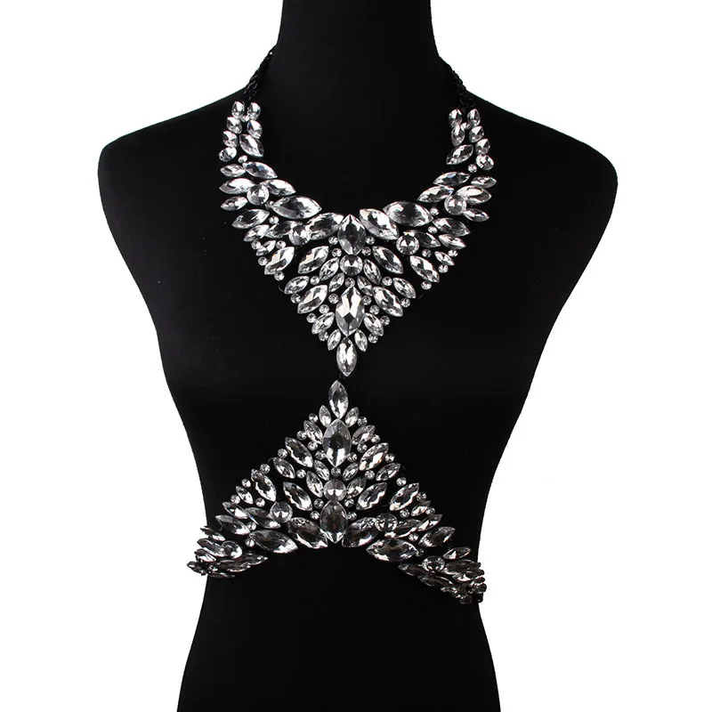 

Luxury Delicate Diamond Rhinestone NecklacePool Wedding Party Sexy Chain Necklace Women's Summer Bikini Jewelry Body Chain