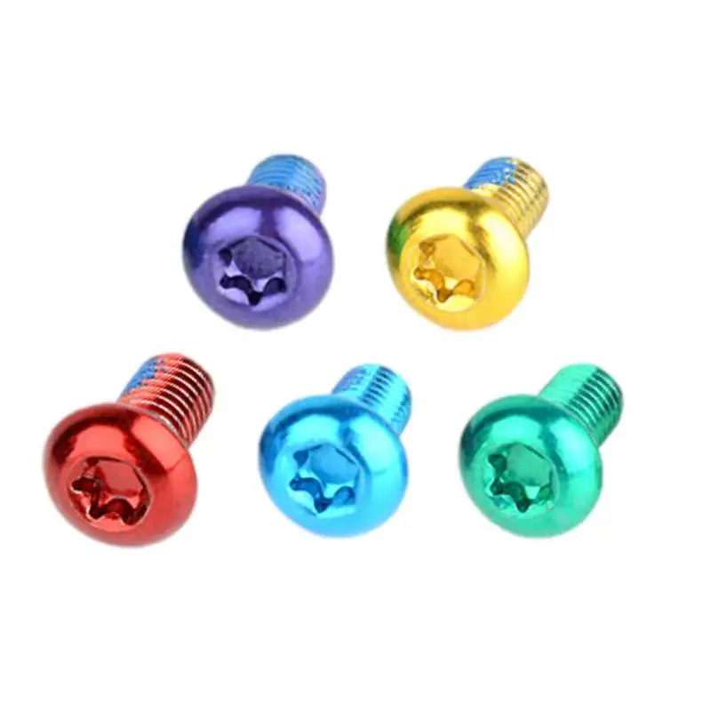 6Pcs Bicycle Brake Disc Screws Bolt Rotor Replacement Cycling Colorful T25 Torx M5*10 Stainless Steel Fixing Screw For MTB Bike