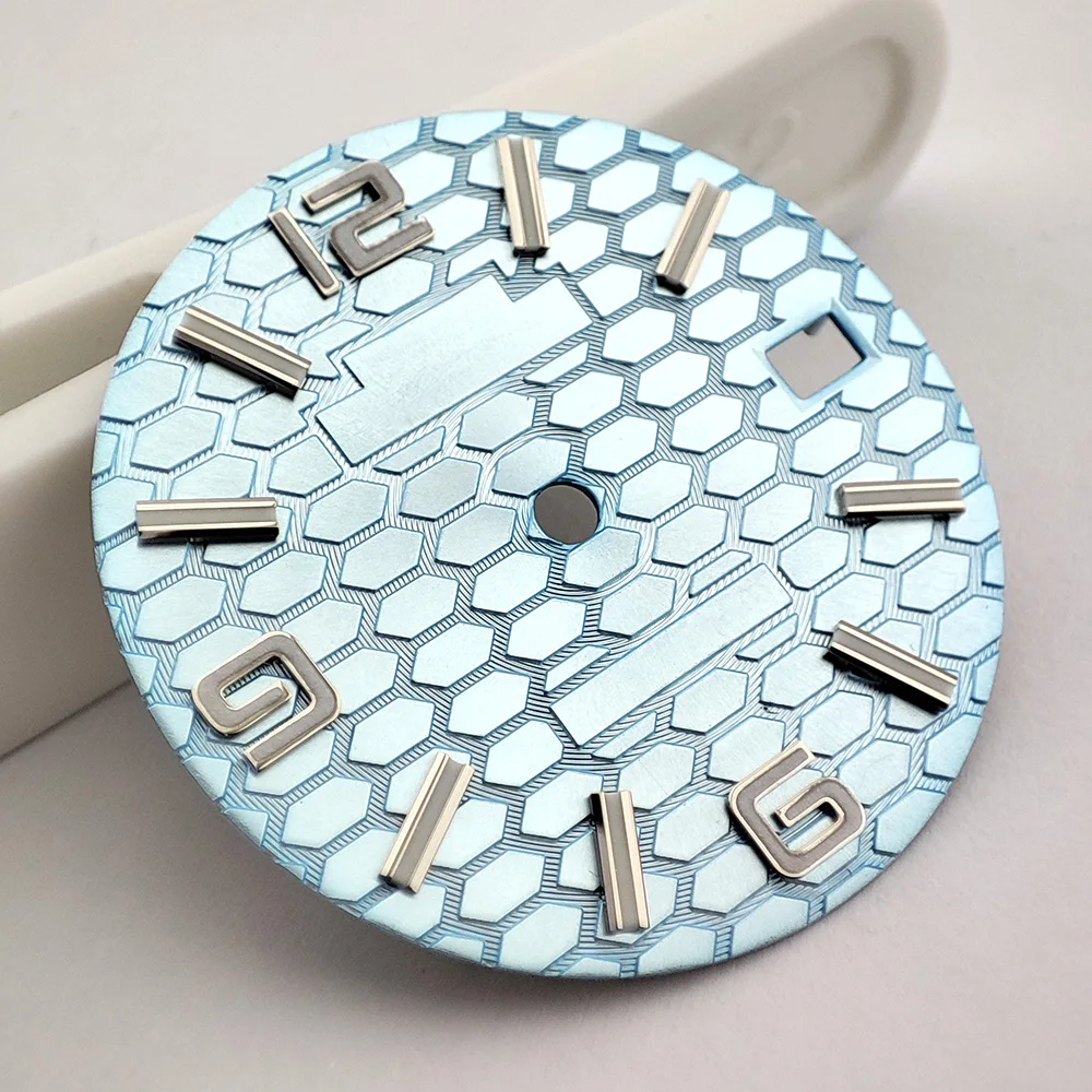 watch dial 28.5 mm Watch accessories Blue luminous NH35 dial DIY Watch Suitable for NH34/NH35 Movement custom logo watch dial