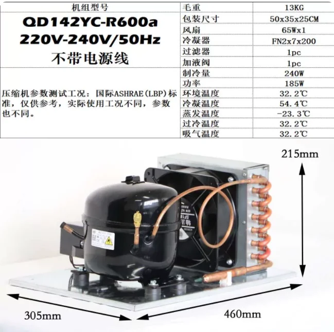 Condenser Refrigeration Assembly for R600a QD35YC Compressor, Complete Cooling Unit Replacement Part