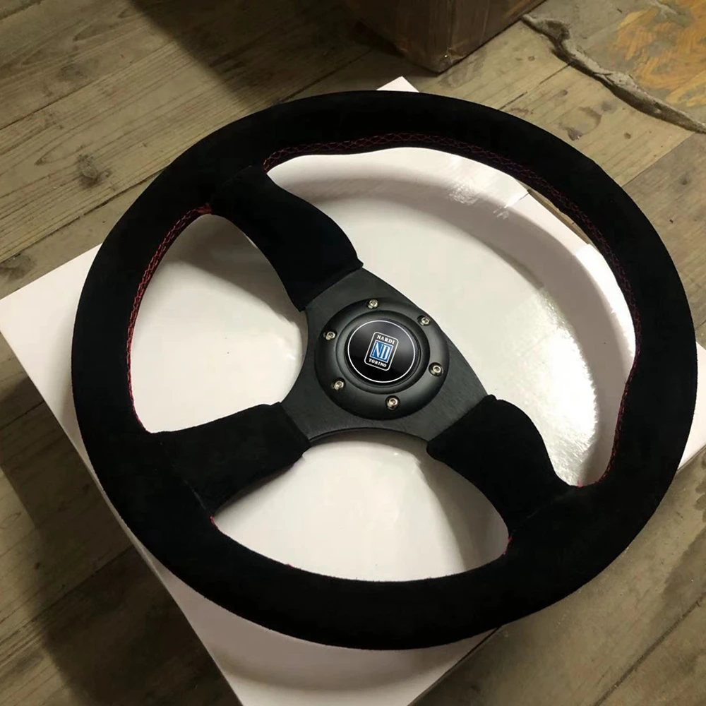 

Универсальный 14 дюймовый гоночный руль Nardi автомобиль ралли Дрифт замша кожа JDM рулевое колесо Volantes для HONDA TOYOTA BMW VW