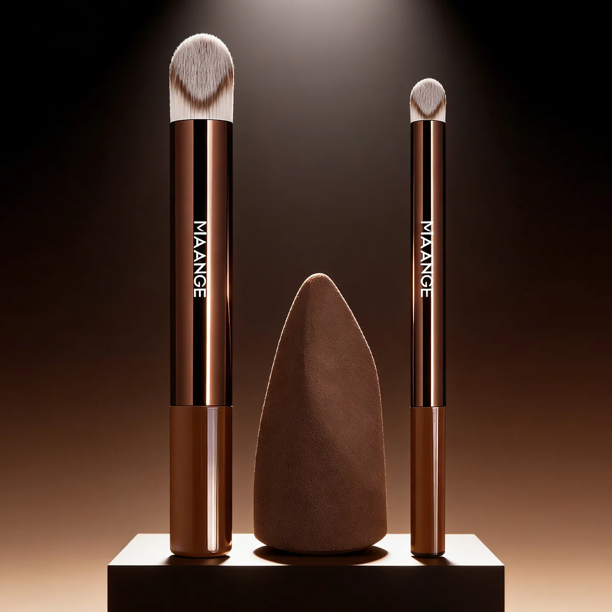 MAANGE Juego de 3 brochas de maquillaje, brocha para base, brocha para sombra de ojos, brocha triangular para corrector, brocha suave para la cara, brocha Kabuki