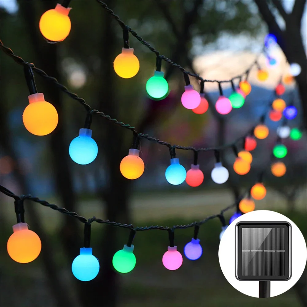 

20/50/100LED Solar Outdoor String Lights Round Ball Solar Globe Lights for Garden Patio Holiday Party Christmas Decoration
