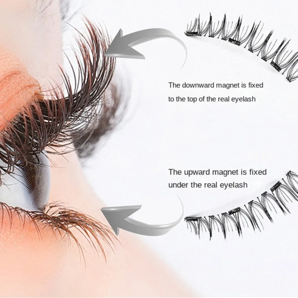 الغراء الحرة الرموش الصناعية المغناطيسية قابلة لإعادة الاستخدام لتقوم بها بنفسك الرموش المغناطيسية مع كليب ماكياج ثلاثية الأبعاد تمديد مجموعات رمش كاذبة