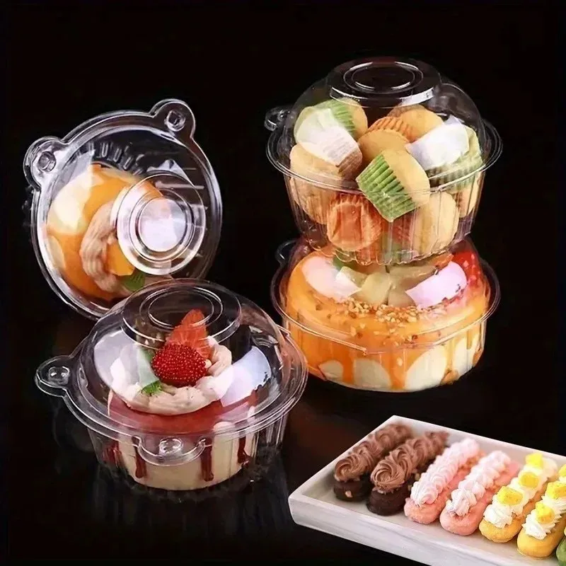 50/100pcs super value transparent plastic cake boxes with lids - perfect for muffins mousse pastries and sandwiches for parties