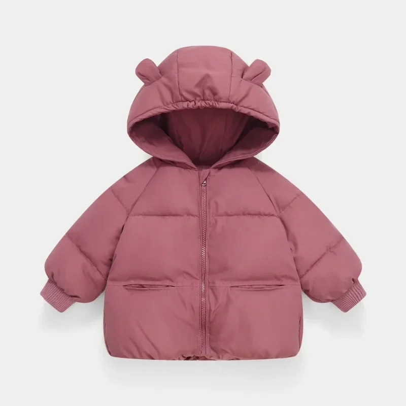 New Autumn Winter Girls Jacket Solod Color Thick Keep Warm Padded Hooded Coat For Kids 2-6 Years Cold Outdoor Outerwear