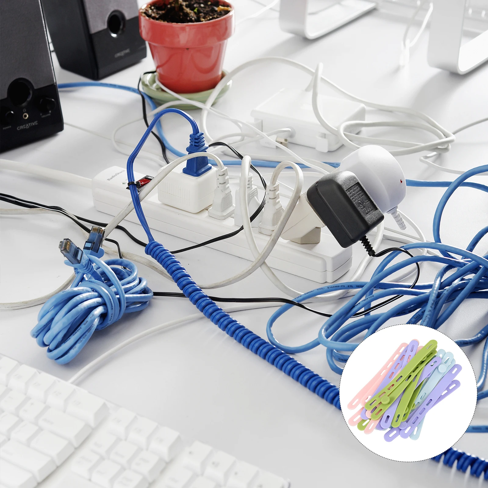 

20Pcs Silicone Zip Ties Flexible Reusable Cable Wraps for Data Headphone Wire Organizer Cord Straps Tie Wire Silicone Zip Ties