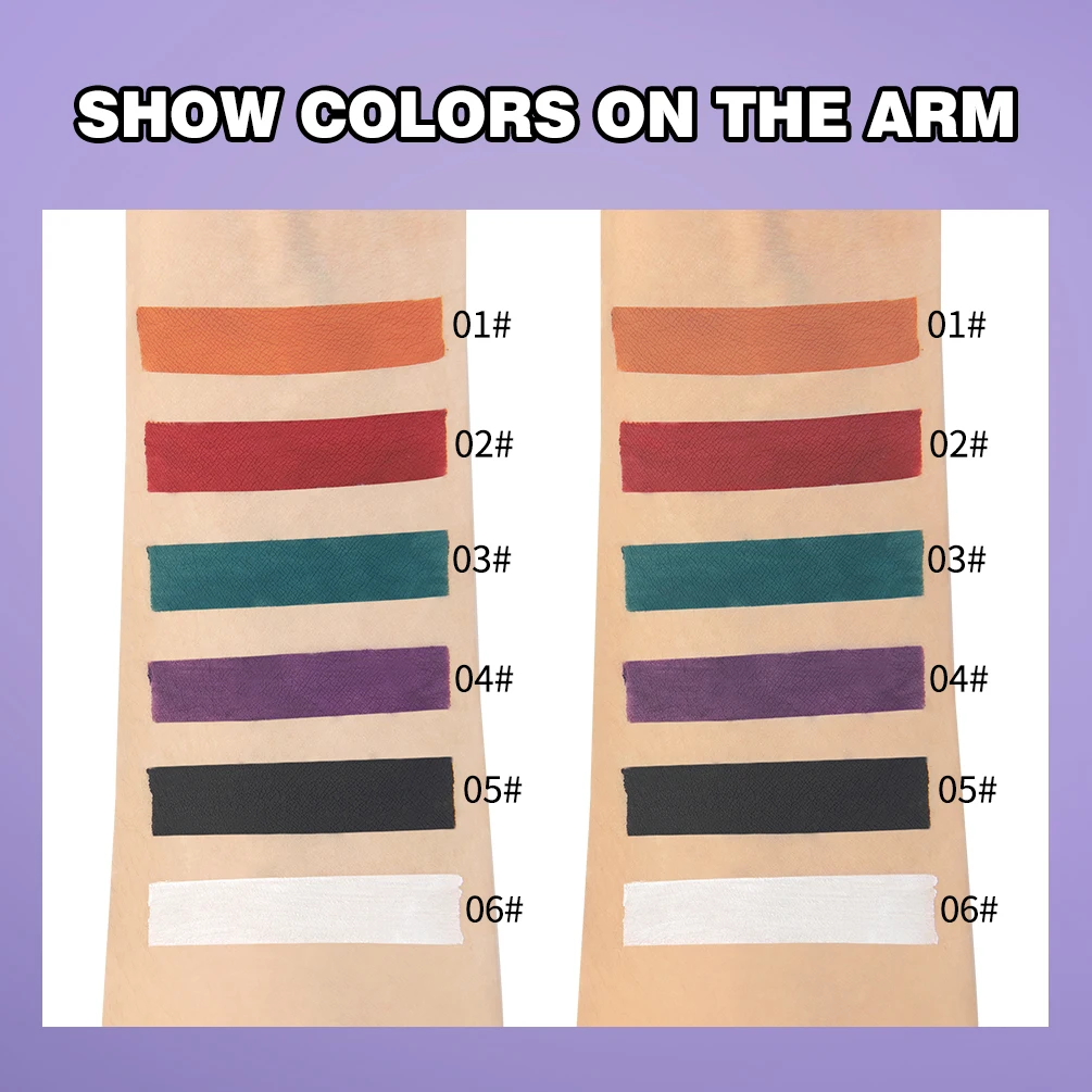 QIBEST 6 colori set di trucco di Halloween rossetto liquido opaco nero bianco viola verde rosso arancione lucidalabbra rossetto antiaderente