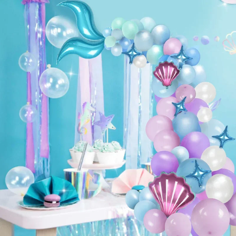 5 teile/satz Meerjungfrau Schwanz Muscheln Luftballons Unter die Tiefsee Meerjungfrau Thema Party Dekorationen Baby Dusche Mädchen Geburtstag Party Gefälligkeiten – Detail 13
