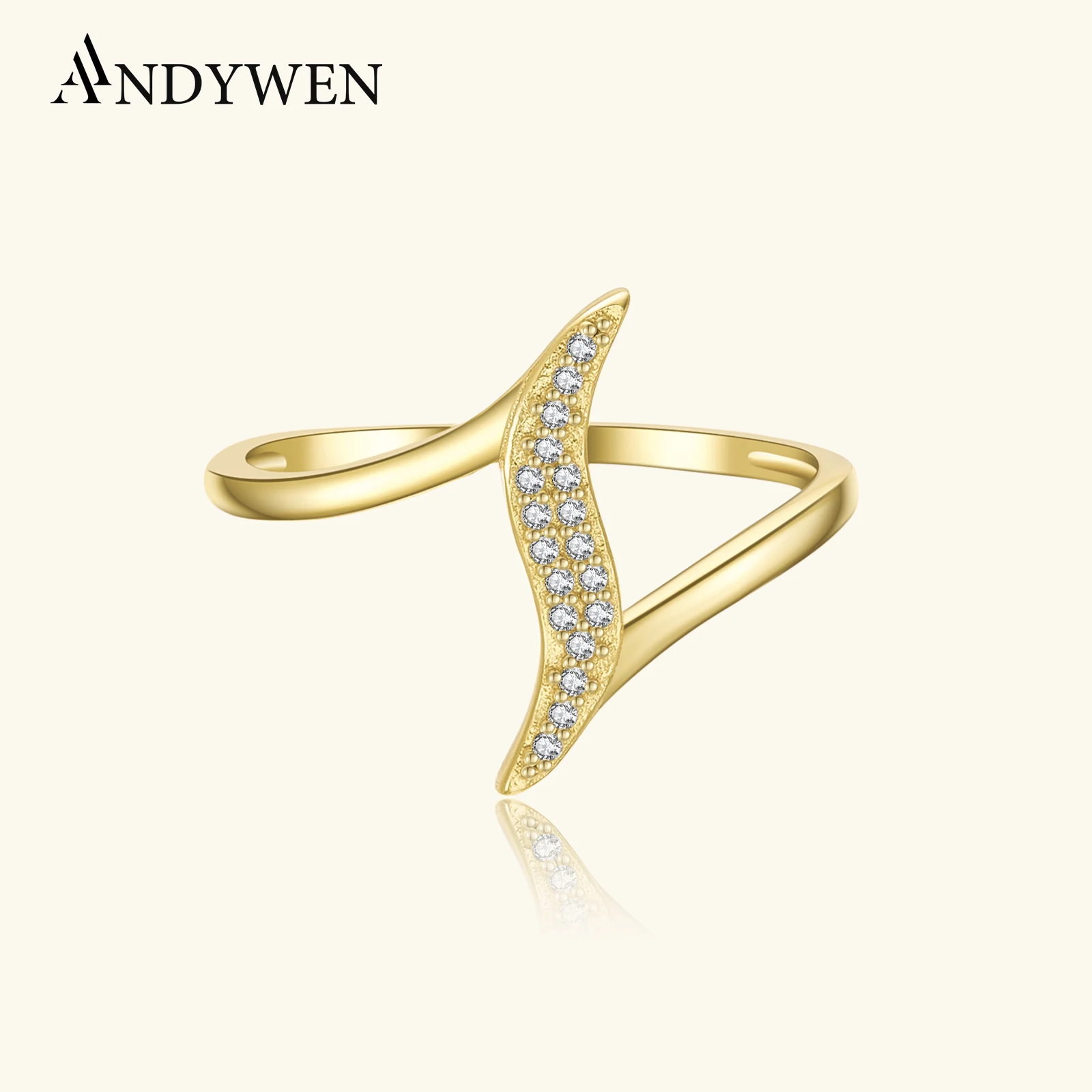 

ANDYWEN Irregular 925 Sterling Silver Zircon Definite Ring Women 2025 Luxury Minimalist Anniversary Party Fine Jewelry