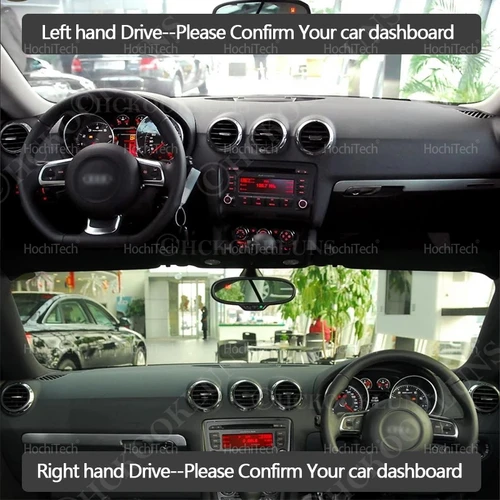 Imagen 2 del producto Para Audi TT 8J 2007 ~ 2014 MK2 Dashmat de coche cubierta de tablero de cuero negro/marrón alfombrilla de tablero de cuero de gamuza accesorios de sombrilla