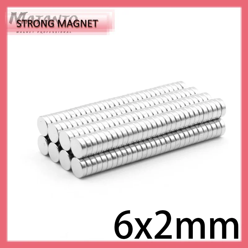 Mini imanes redondos pequeños de neodimio, disco magnético Circular permanente N35 de 6x2mm y 6x2mm, 1000 piezas