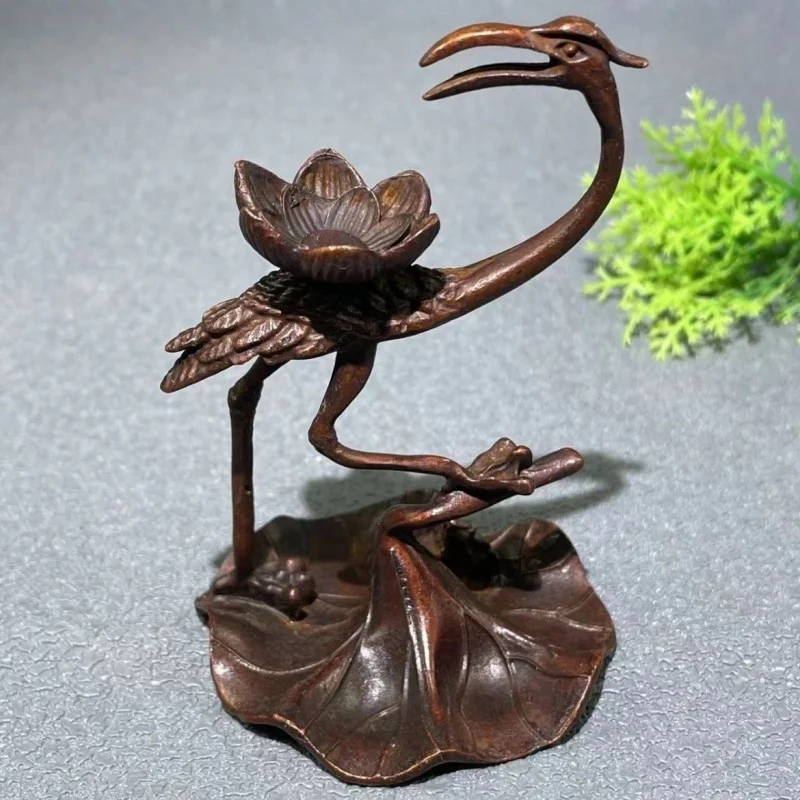 Vintage Lotus Leaf Crane Burner, Frog Aromatherapy Incense Tower