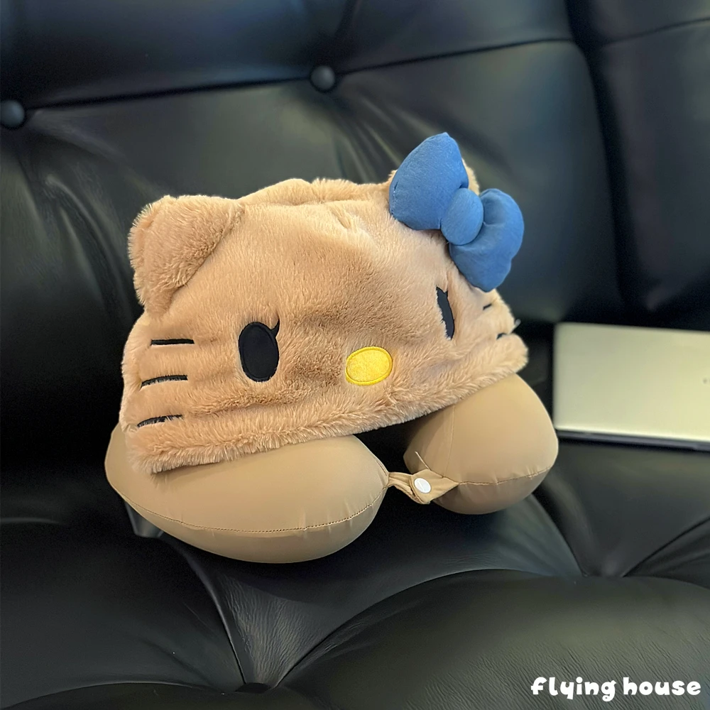 Sanrio Hello Kitty oreiller cervical en forme de U oreiller de voyage pour avion voiture bureau sieste mignon coussin de soutien en peluche Kawaii décor à la maison