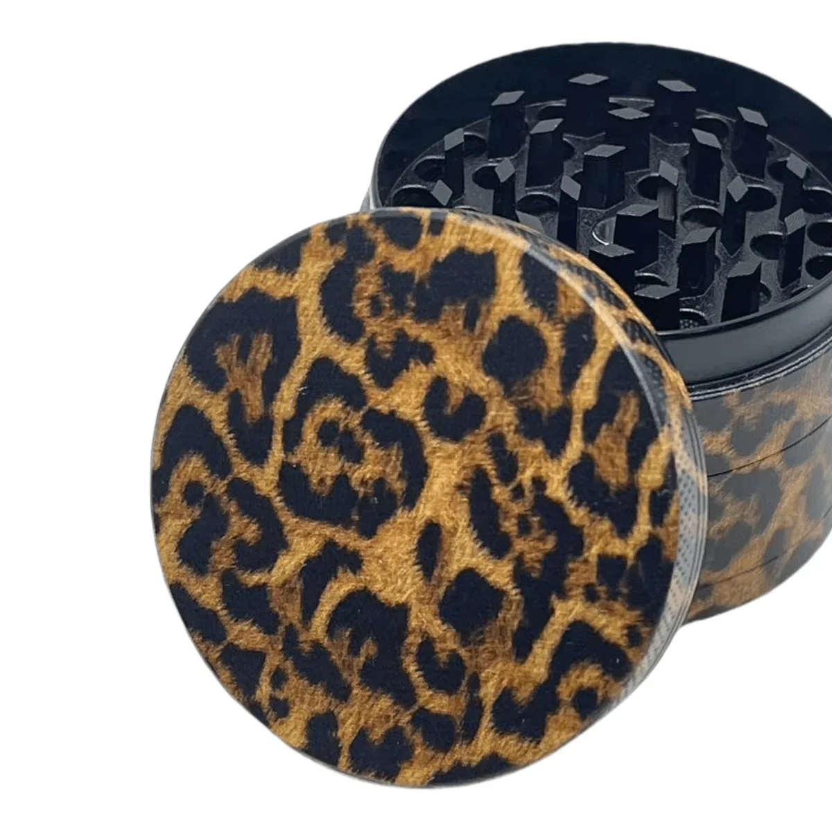 40/50mm Leopard Print Herb Grinder 4-layer Pepper Mill Salt Spice Mortar Metal Tobacco Grass Raw Grinder Smoking Kitchen Tool