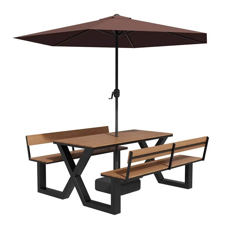

Courtyard Shopping Center Integrated Outdoor Dining Table and Chair Set with Backrest Stylish Outdoor Entertainment Furniture