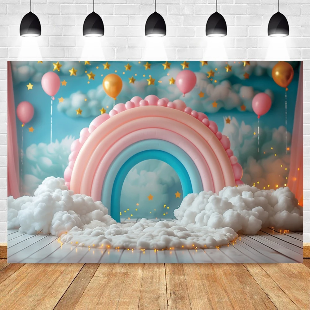 Newborn Baby 1st Birthday Party Backdrop Balloons Girl Boy Baby Shower Cake Smash Photography Background Decor Photo Studio Prop