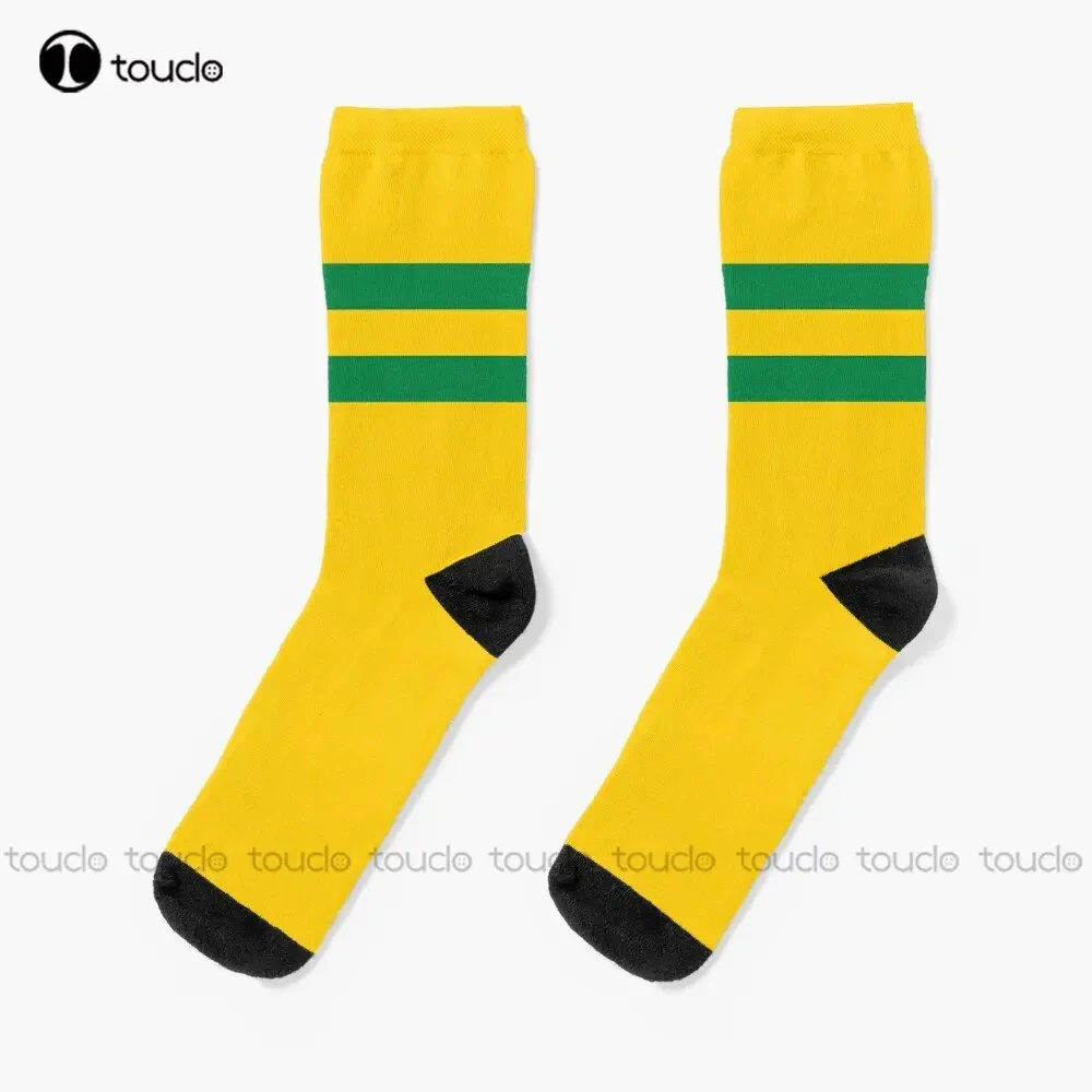 City Yellow & Green Colours Bar Design England Design Football Soccer Socks Womens White Socks Christmas Gift Colorful Cartoon