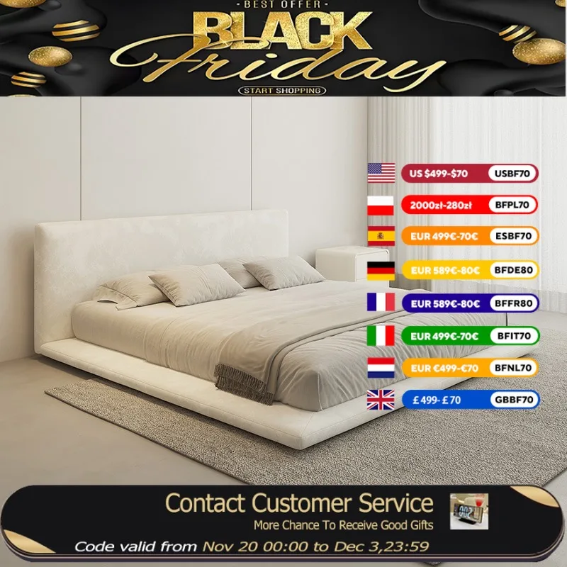 

White Modern Double Bed Princess Platform Large King Size Bedroom Double Bed Bases Full Size Camas Matrimoniales Furniture Home