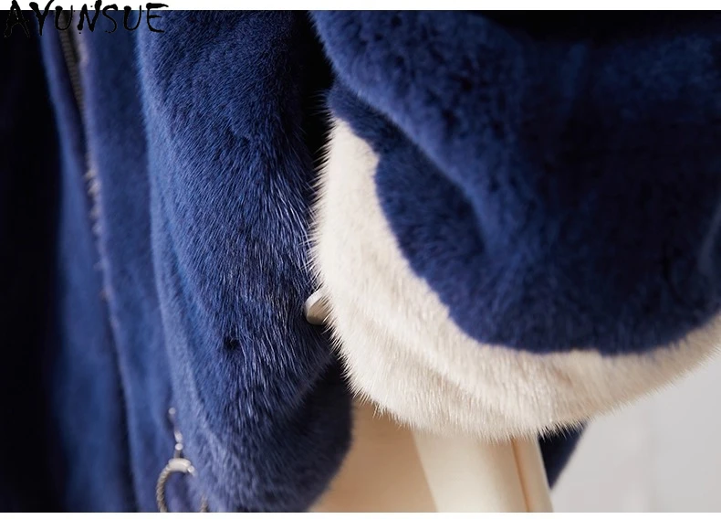 AYUNSUE Luxury Natural Mink Fur Coat Women Clothes Real Fur Coats Woman Zipper New in Outerwears Winter Jacket Шуба Женская